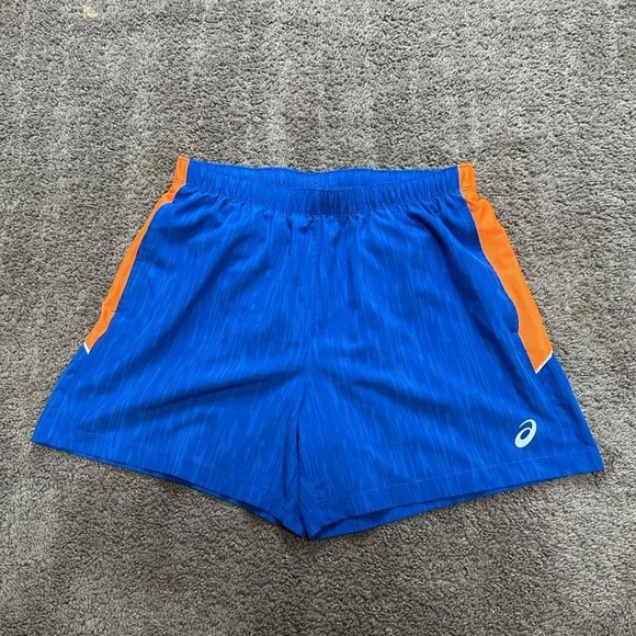 Asics Pants - ASICS‎ Woman's blue and orange running shorts Size L #running #athleticwear